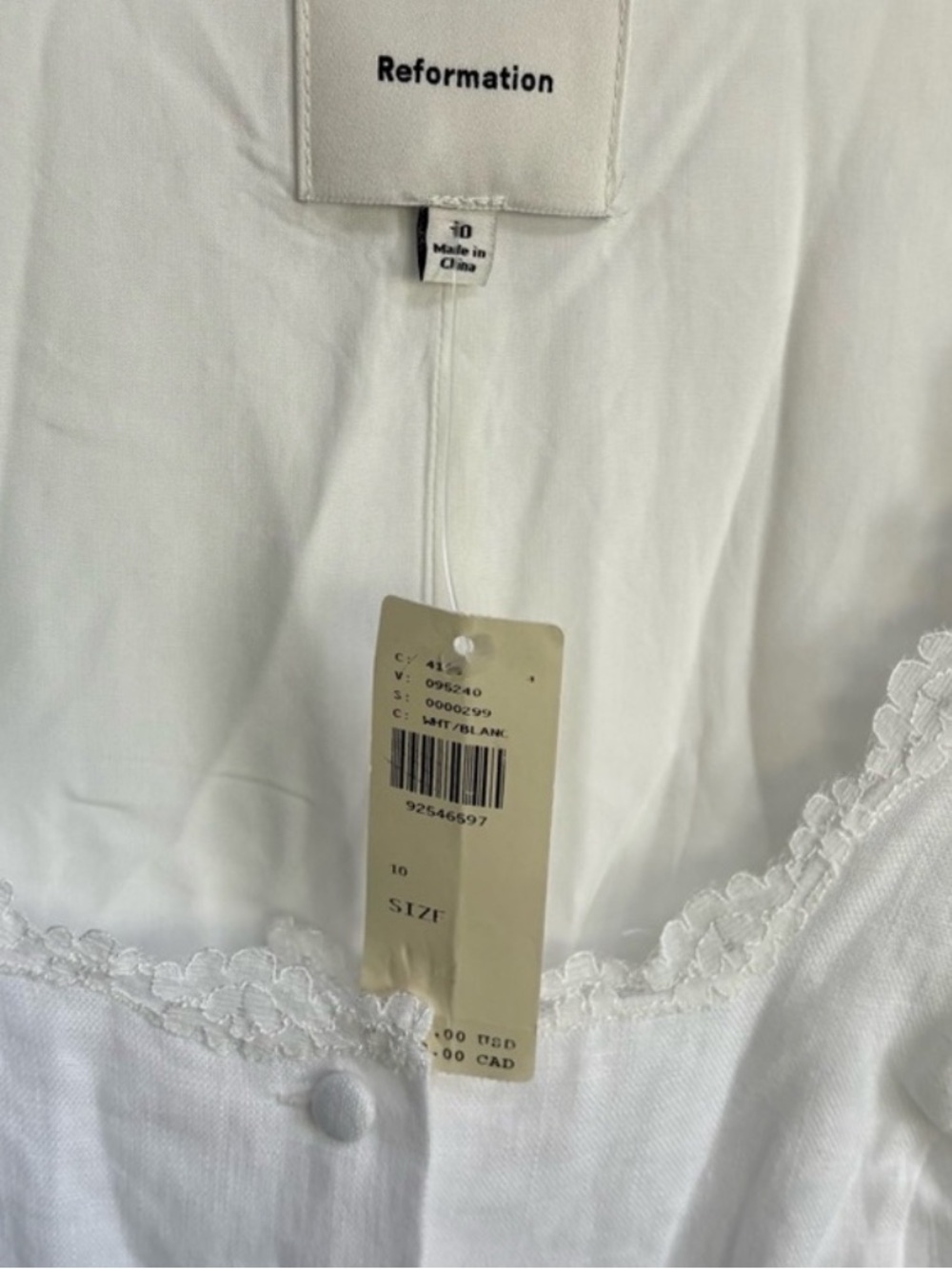 Reformation White Lace-Trim Button Mini Dress - Picture 4 of 6